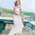 Women's Beach Dress — Slimming, Sexy, Backless, and Strappy Lace Fishtail Dress for Seaside Vacations and Island Getaways
