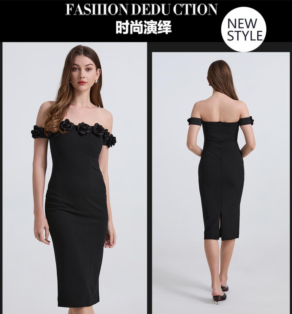 夏季新品：无袖高腰3D蕾丝连衣裙——优雅性感。露肩修身休闲中长裙——夜店派对理想之选。