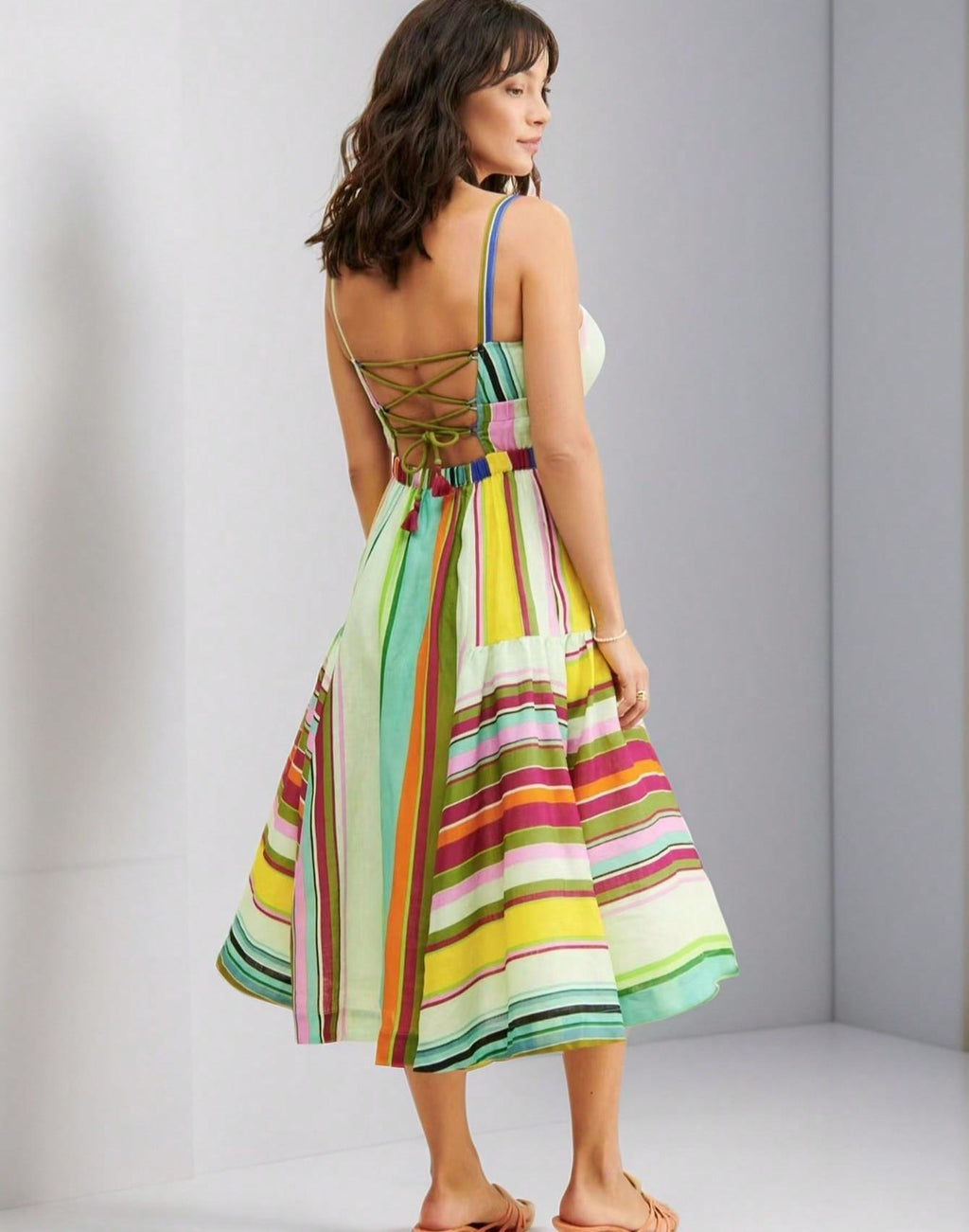 Women's Elegant Striped Sleeveless Maxi Dress – A-Line Silhouette, Floor-Length – Plus Size Washable Summer Casual