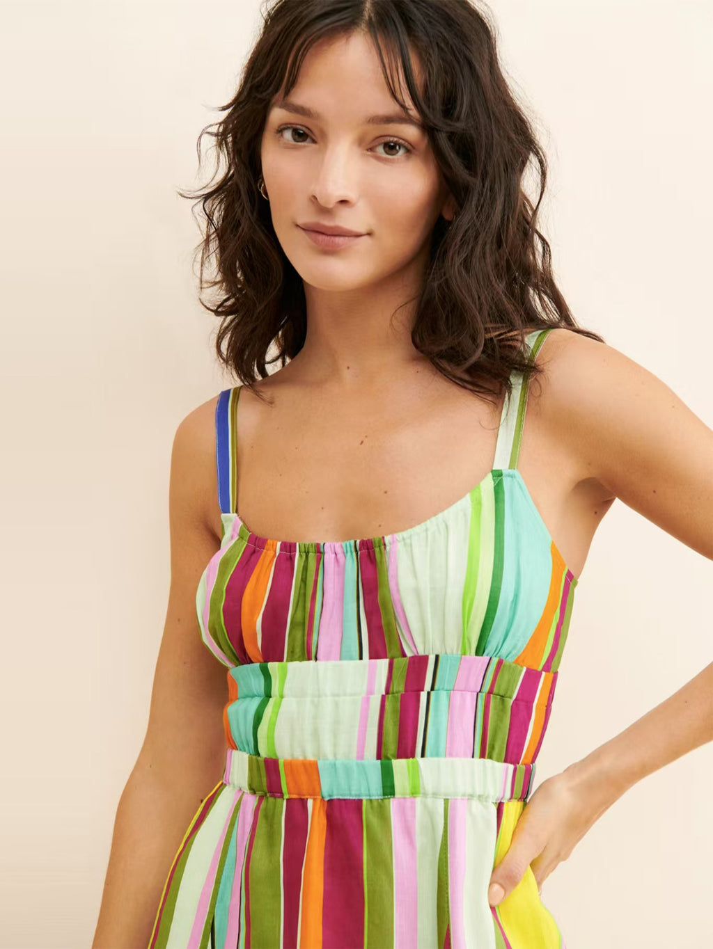 Women's Elegant Striped Sleeveless Maxi Dress – A-Line Silhouette, Floor-Length – Plus Size Washable Summer Casual