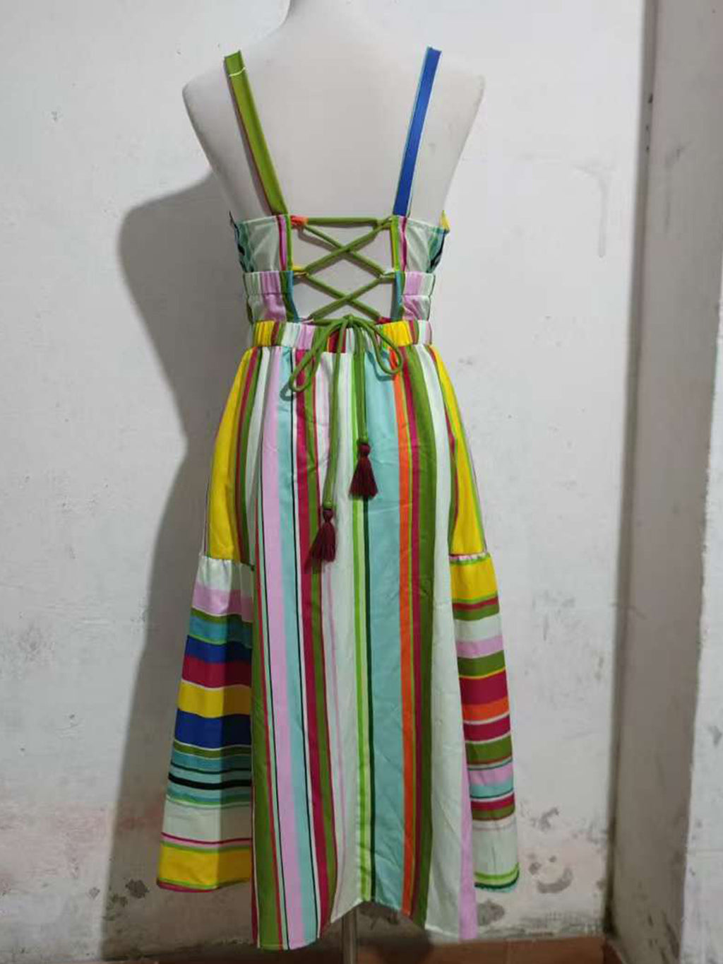 Women's Elegant Striped Sleeveless Maxi Dress – A-Line Silhouette, Floor-Length – Plus Size Washable Summer Casual