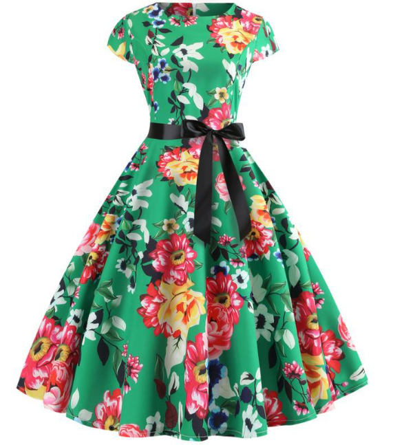 Women's Green Floral Backless Sleeveless Dress – High Quality Summer Casual – Vacation Party Bestseller
