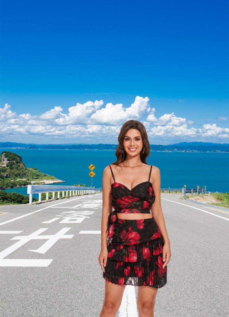 Bestselling Red Floral Print Dress | Unique Artistic Print with Natural Waistline | Eco-Friendly & Washable | New Summer Arrival